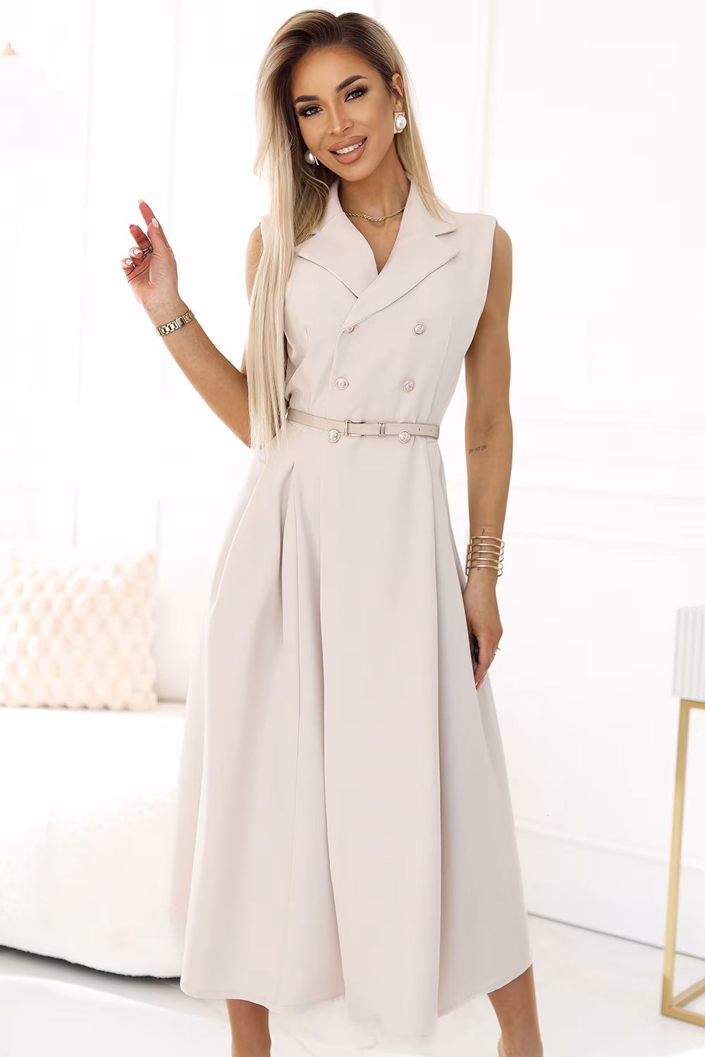 Sukienka Model 596-1 Beige - Numoco