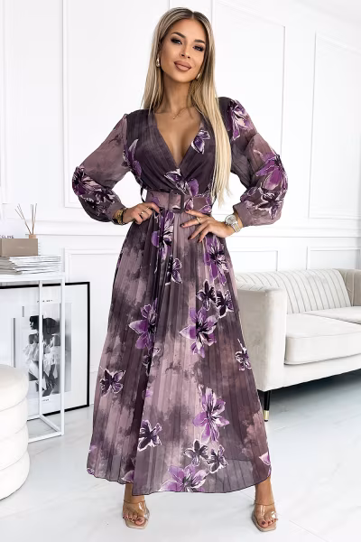 Sukienka Model 520-1 Violet Flowers - Numoco — zdjęcie 1