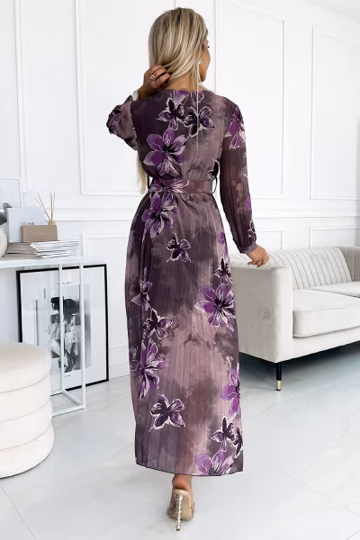Sukienka Model 520-1 Violet Flowers - Numoco — zdjęcie 2