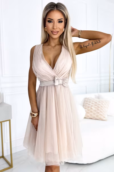 Sukienka Model 523-3 Beige - Numoco — zdjęcie 1