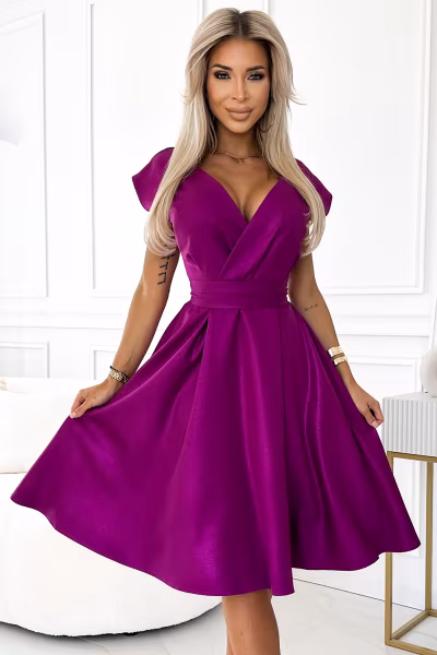 Sukienka Model Scarlett 348-8 Fuksja Brokat - Numoco — zdjęcie 1