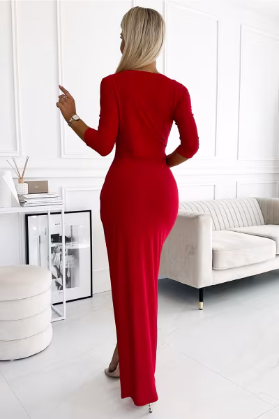 Sukienka Model 404-7 Red Brokat - Numoco — zdjęcie 2