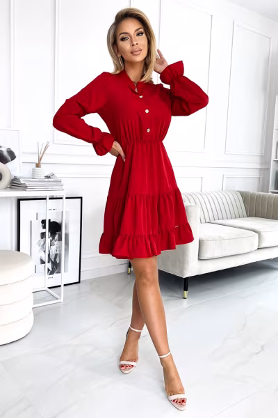 Sukienka Model 395-1 Red - Numoco — zdjęcie 2