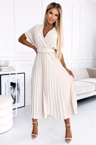 Sukienka Model 471-1 Felicia Beige - Numoco — zdjęcie 2