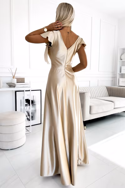 Sukienka Model Crystal 411-7 Gold - Numoco — zdjęcie 2