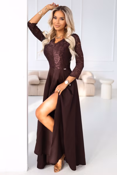 Sukienka Model Amber 309-14 Czekolada  - Numoco — zdjęcie 1