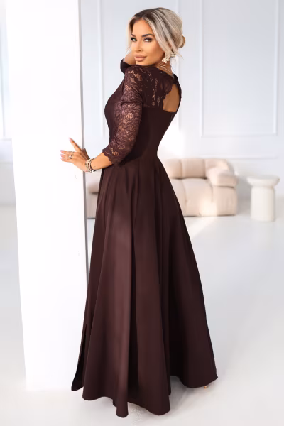 Sukienka Model Amber 309-14 Czekolada  - Numoco — zdjęcie 2