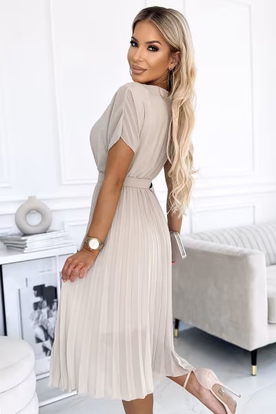 Sukienka Model 465-2 Mia Beige - Numoco — zdjęcie 3