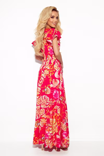 Sukienka Model Lidia 310-4 Pink Flowers - Numoco — zdjęcie 2