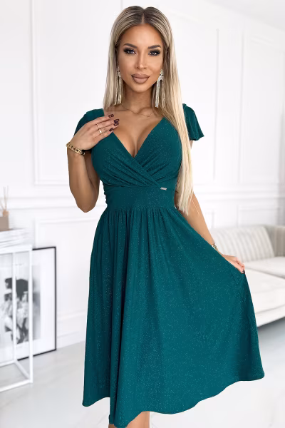 Sukienka Model Matilde 425-6 Green Brokat - Numoco — zdjęcie 1
