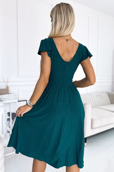 Sukienka Model Matilde 425-6 Green Brokat - Numoco — zdjęcie 3