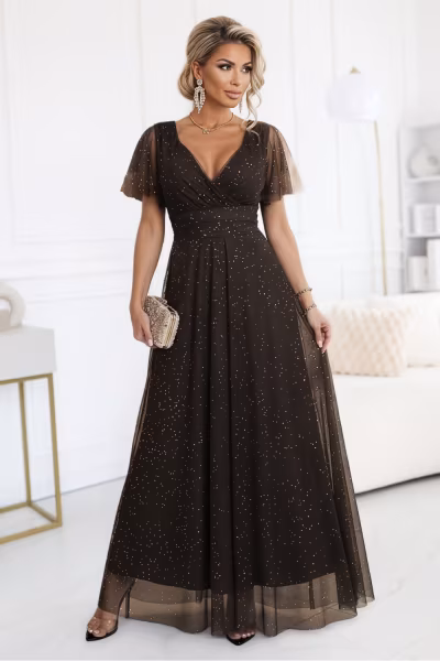 Sukienka Model Melania 635-4 Czekolada - Numoco — zdjęcie 1