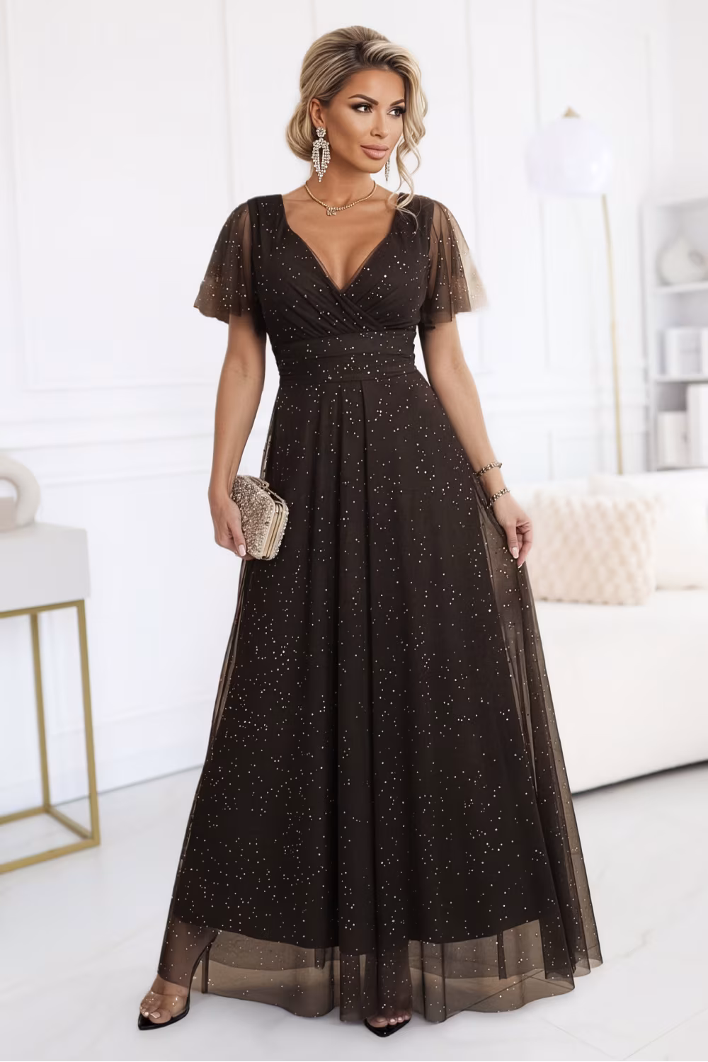Sukienka Model Melania 635-4 Czekolada - Numoco