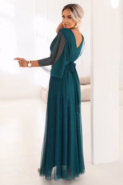 Sukienka Model 654-1 Bottle Green - Numoco — zdjęcie 3