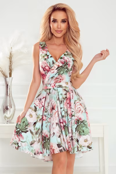 Sukienka Model Maya 478-1 Pink Flowers - Numoco — zdjęcie 1