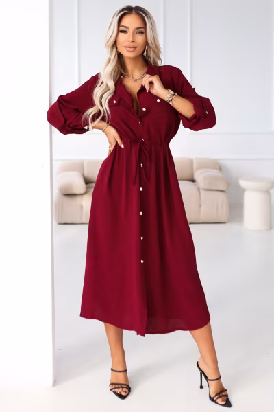 Sukienka Model 651-2 Bordo - Numoco — zdjęcie 2