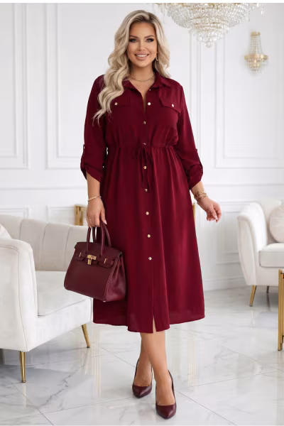 Sukienka Model 651-2 Bordo - Numoco — zdjęcie 3