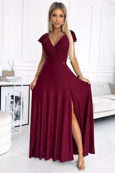 Sukienka Model Crystal 411-8 Bordo - Numoco — zdjęcie 1