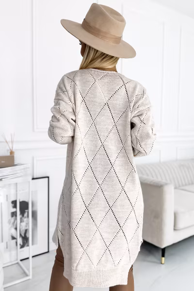 Sweter Kardigan Model 486-2 Beige - Numoco — zdjęcie 3