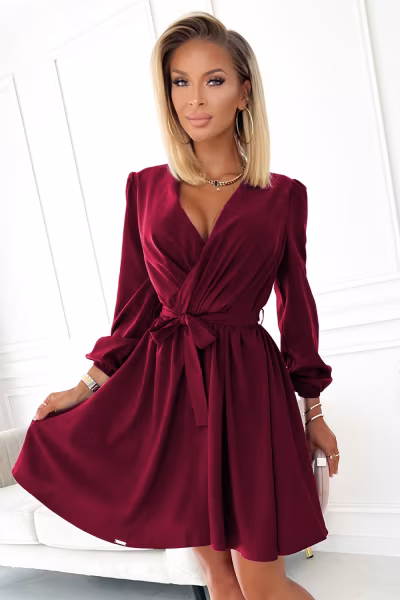 Sukienka Model Bindy 339-3 Bordo - Numoco — zdjęcie 1