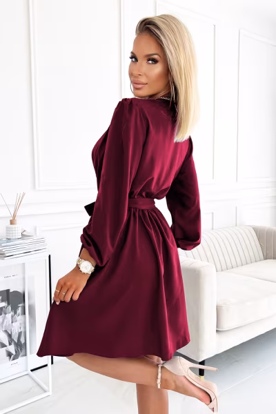 Sukienka Model Bindy 339-3 Bordo - Numoco — zdjęcie 2