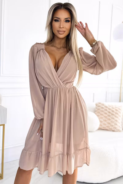 Sukienka Model Mila 538-1 Beige - Numoco — zdjęcie 2