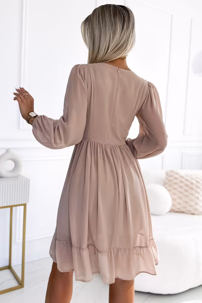 Sukienka Model Mila 538-1 Beige - Numoco — zdjęcie 3