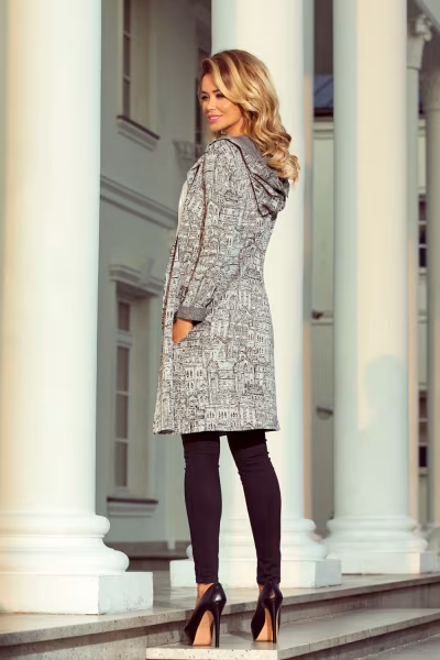 Sweter Kardigan Model 218-1 Wzór Black/White/Grey - Numoco — zdjęcie 2