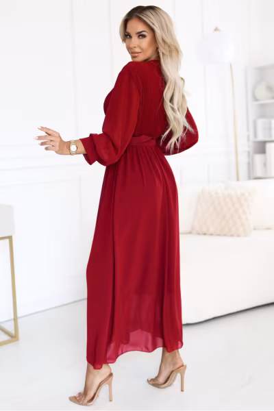 Sukienka Model 639-1 Bordo - Numoco — zdjęcie 2
