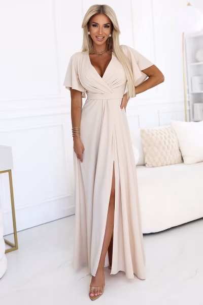 Sukienka Model Jennifer 581-6 Beige - Numoco — zdjęcie 1