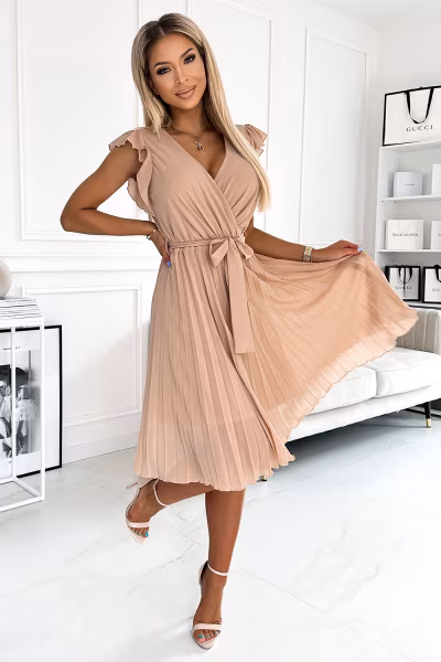 Sukienka Model Polina 374-5 Beige - Numoco — zdjęcie 2