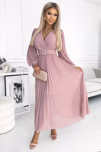 Sukienka Model 414-2 Klara Powder Pink - Numoco — zdjęcie 1