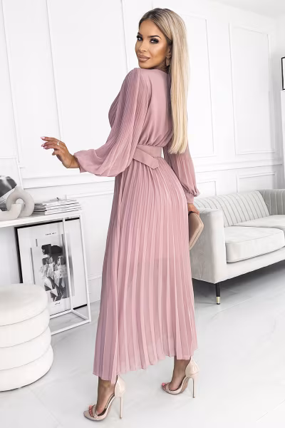 Sukienka Model 414-2 Klara Powder Pink - Numoco — zdjęcie 2