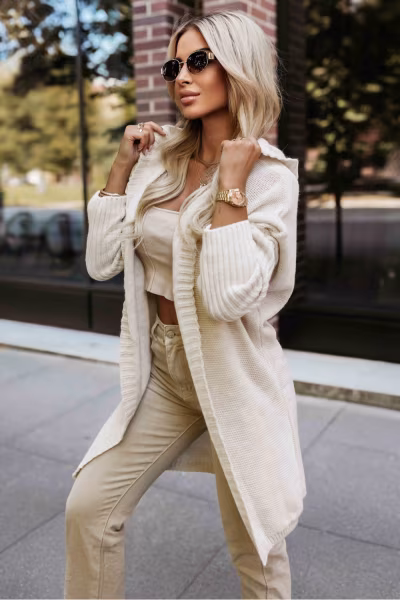 Sweter Kardigan Model 629-1 Beige - Numoco — zdjęcie 1