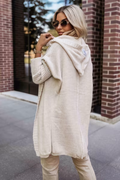 Sweter Kardigan Model 629-1 Beige - Numoco — zdjęcie 3