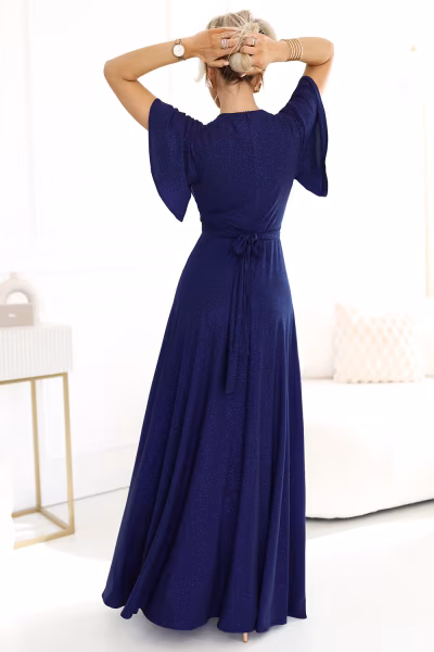 Sukienka Model Jennifer  581-5 Navy Brokat - Numoco — zdjęcie 2