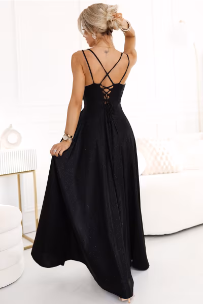 Sukienka Model 589-1 Black Brokat - Numoco — zdjęcie 2