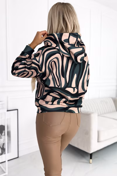 Bluza Damska Model 390-5 Green/Beige - Numoco — zdjęcie 3
