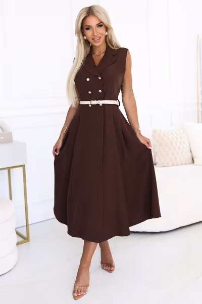 Sukienka Model 596-4 Czekolada - Numoco — zdjęcie 1