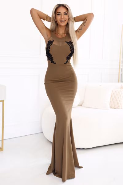 Sukienka Model 617-1 Mocha Mousse - Numoco — zdjęcie 1