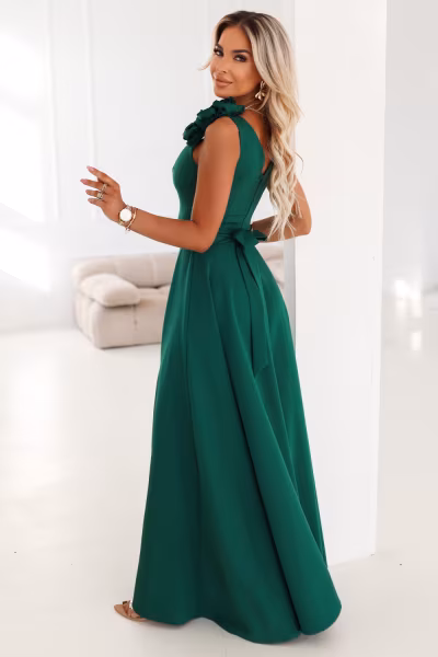 Sukienka Model 643-1 Bottle Green - Numoco — zdjęcie 2