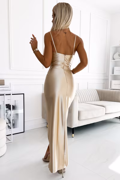 Sukienka Model Diane 483-2 Beige - Numoco — zdjęcie 3
