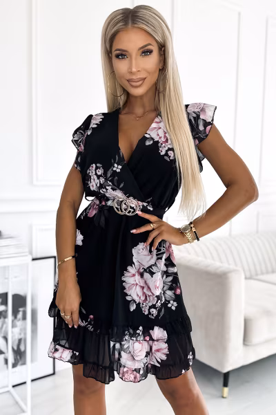 Sukienka Model Patrizia 468-2 Black/Rose - Numoco — zdjęcie 2
