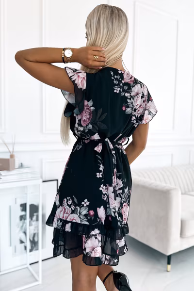 Sukienka Model Patrizia 468-2 Black/Rose - Numoco — zdjęcie 3