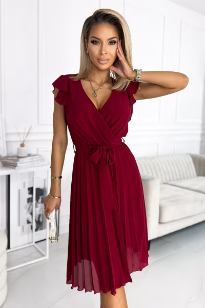Sukienka Model Polina 374-2 Bordo - Numoco — zdjęcie 1