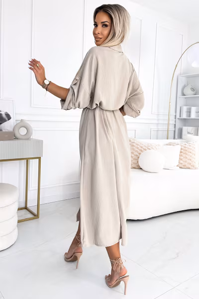 Sukienka Model 531-1 Beige - Numoco — zdjęcie 2