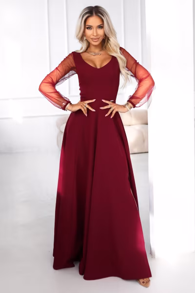 Sukienka Model Loretta 640-1 Bordo - Numoco — zdjęcie 1