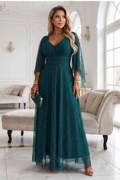 Sukienka Model 655-2 Bottle Green - Numoco — zdjęcie 2