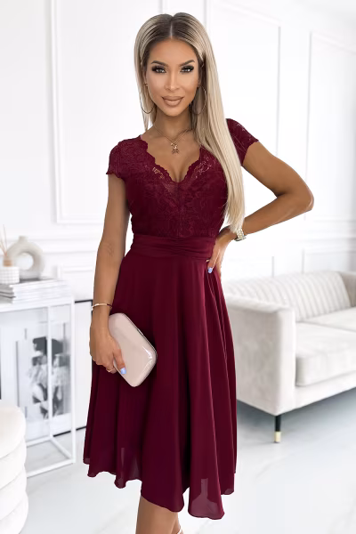 Sukienka Model Linda 381-5 Bordo - Numoco — zdjęcie 1