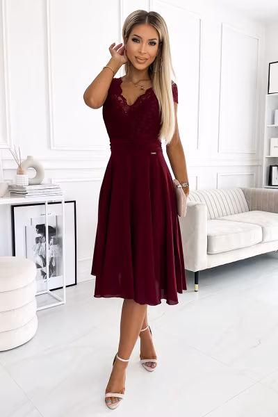Sukienka Model Linda 381-5 Bordo - Numoco — zdjęcie 2